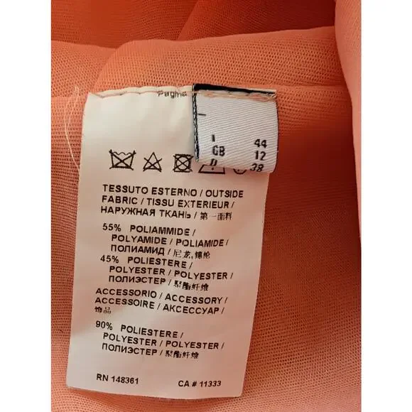 Pinko Italy Peach Coral Pleated Fit & Flare Mini Dress | FITS LIKE US 2-4 - Picture 9 of 13